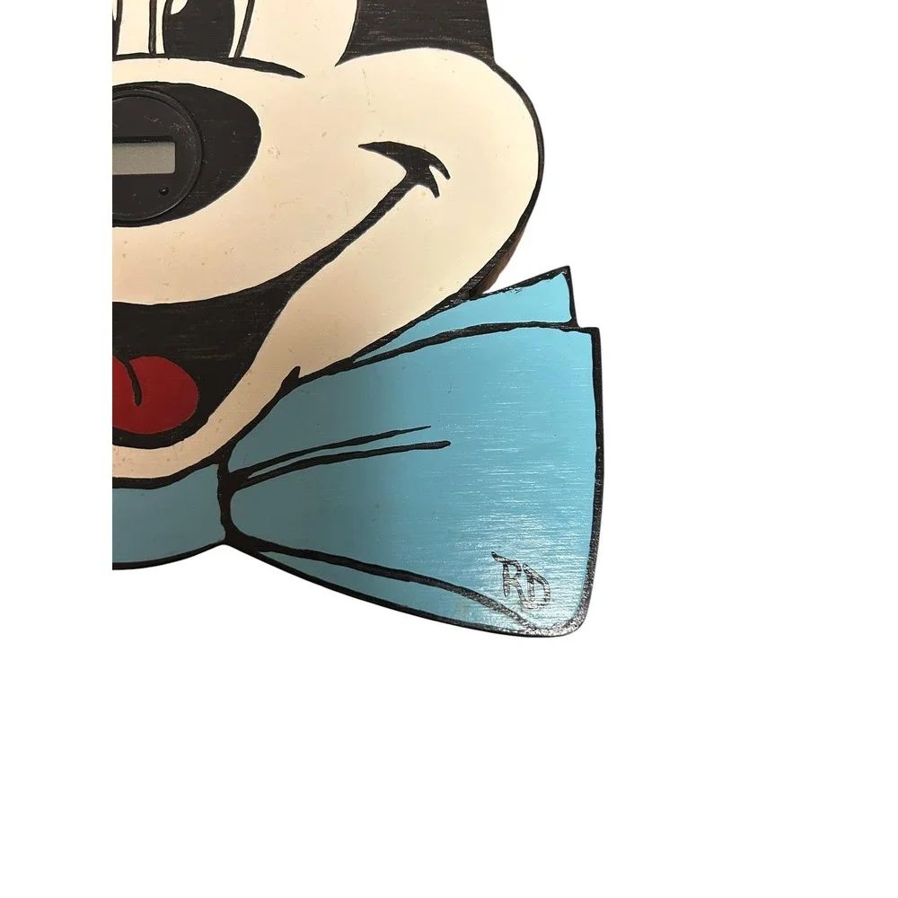 Vintage 1993 Hand Painted Mickey Mouse Wooden Wall Clock | Handmade Disney